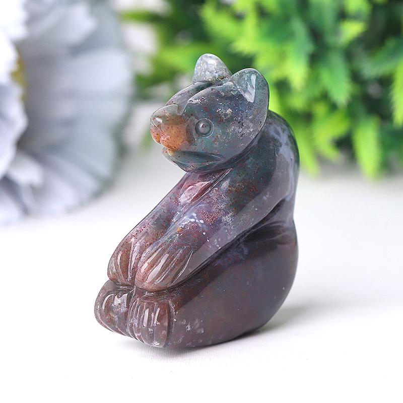 2" Moss Agate Bear Crystal Carving Wholesale Crystals