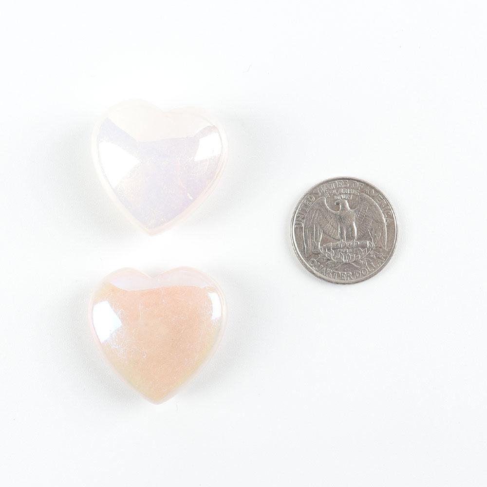 Set of 8 Aura Quartz Heart Shape Crystal Carvings Wholesale Crystals