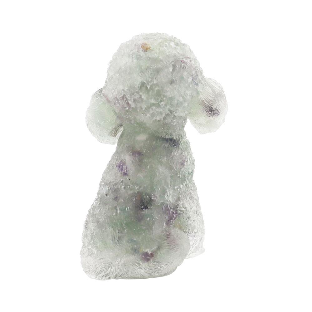 Resin Dog Figurines with Fluorite Gravel Toy Poodle Wholesale Crystals