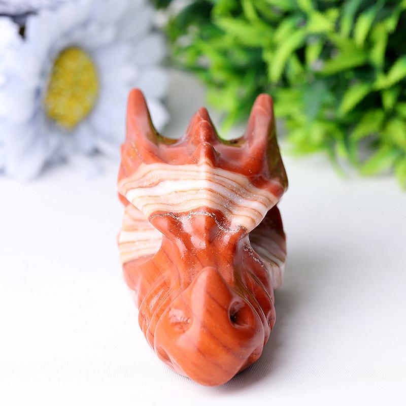 3" Red Jasper Dragon Head Crystal Carvings Wholesale Crystals