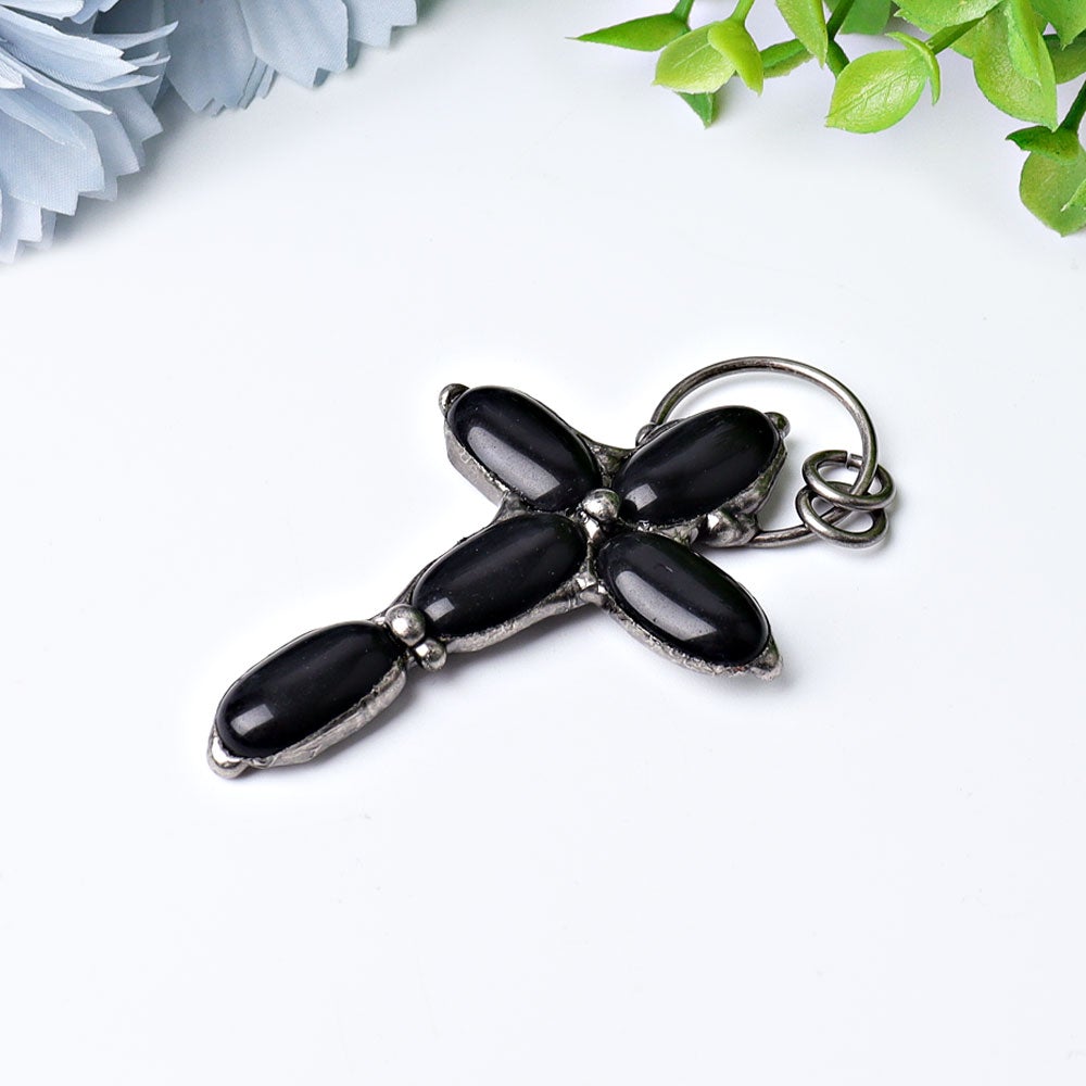 3" Black Obsidian Pendant for Jewelry DIY Wholesale Crystals