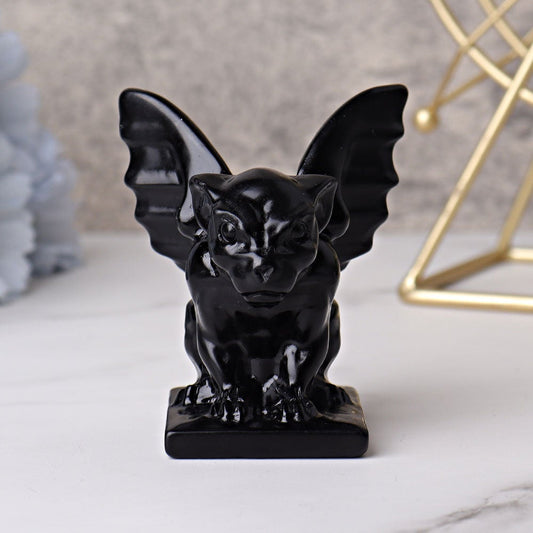 3" Black Obsidian Gargoyle Crystal Carvings Wholesale Crystals