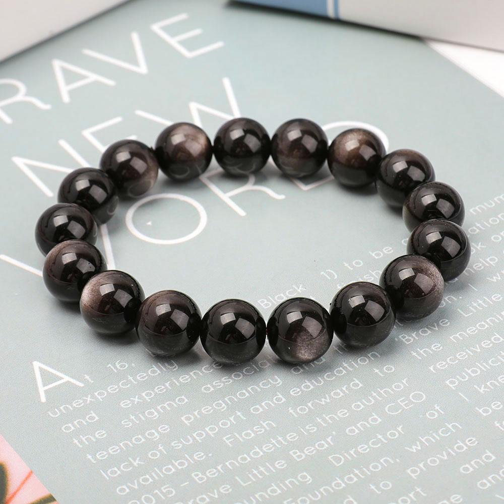 12mm Silver Obsidian Bracelet Wholesale Crystals