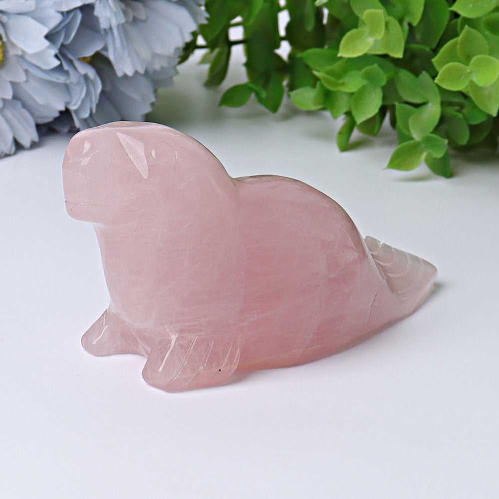 3.8" Rose Quartz Seal Crystal Carvings Wholesale Crystals