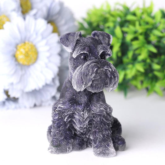 4.2" Crystal Chips Resin Schnauzer Carving for Decoration Wholesale Crystals