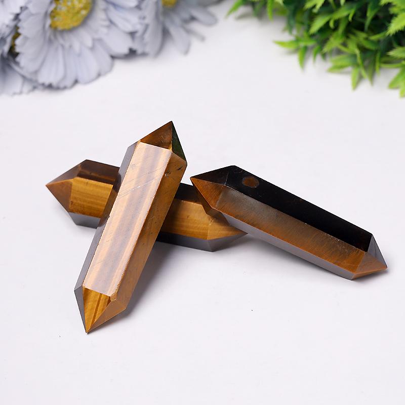 Wholesale Natural High Quality Tiger Eye Stone Quartz Crystal Double Point DT Wand Wholesale Crystals