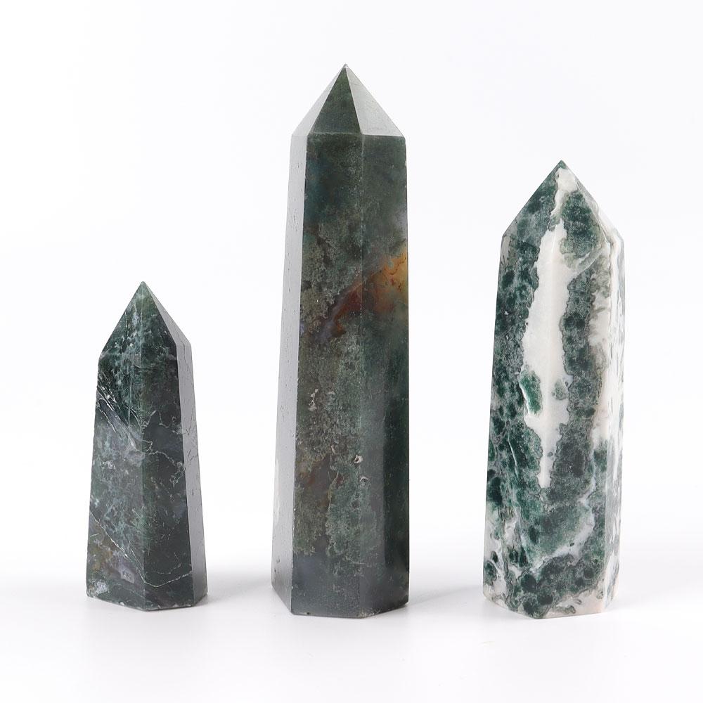 Set of 3 Moss Agate Towers Wholesale Crystals