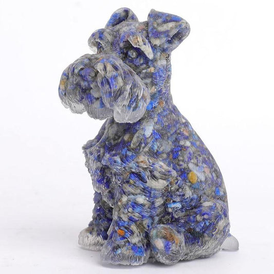 Lapis Gravel Resin Dog Figurines Schnauzer Wholesale Crystals