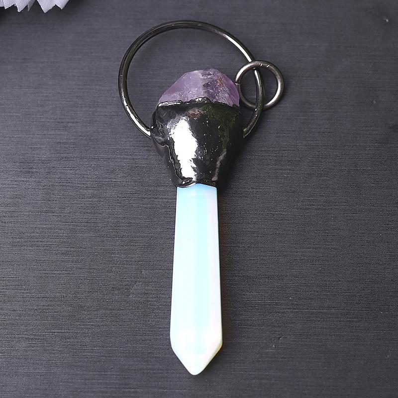 2.5" Opalite with Amethsyt Pendant for Jewelry DIY Wholesale Crystals