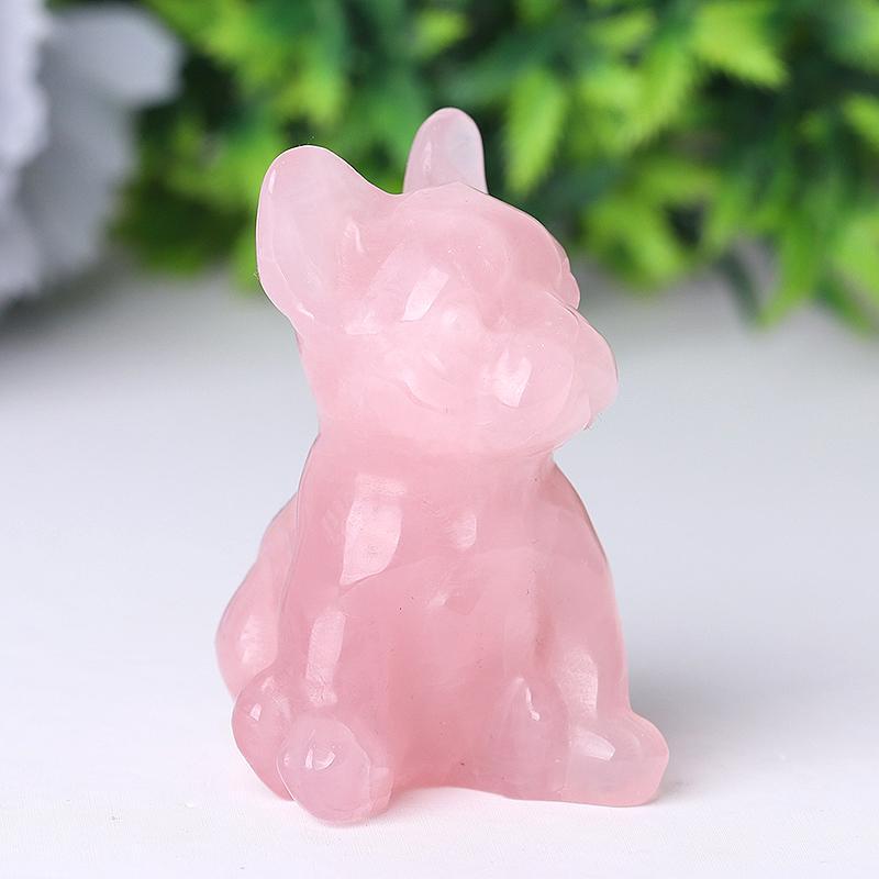 Rose Quartz Dog Crystal Carvings Wholesale Crystals