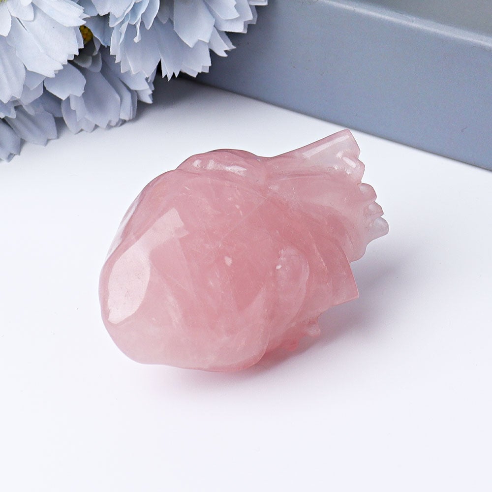 2.6" Rose Quartz Heart Crystal Carvings Wholesale Crystals