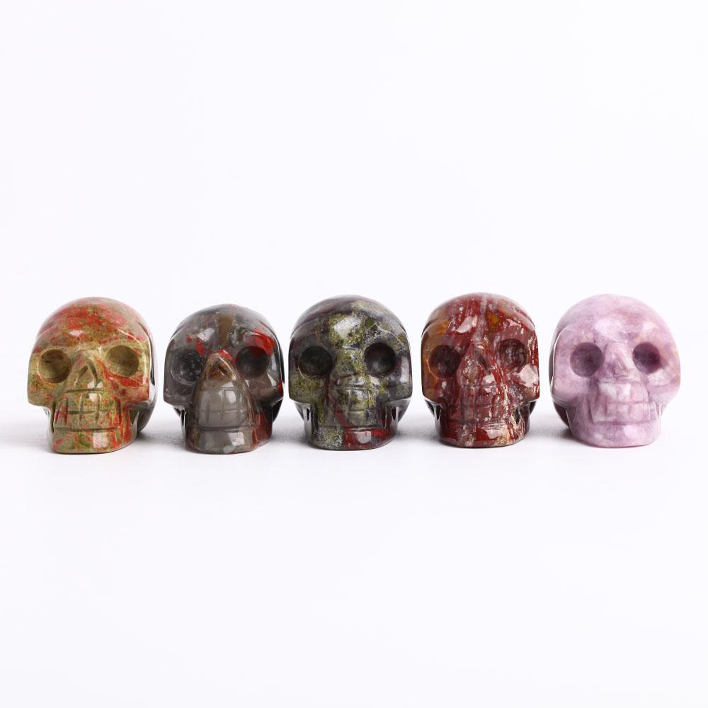 2" Dragon Blood Stone Crystal Skull Carvings Wholesale Crystals