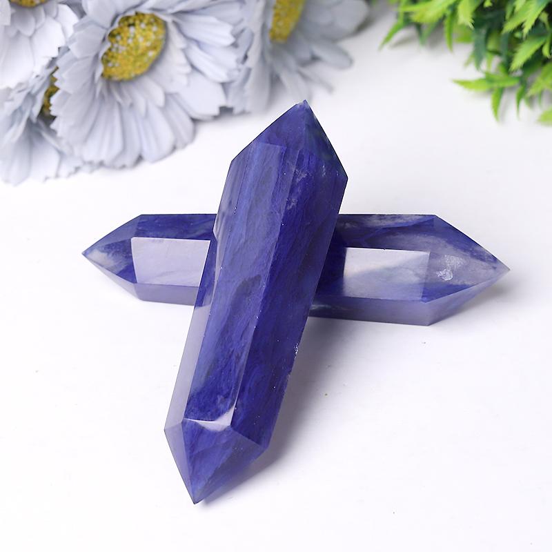 Blue Smelting Quartz Double Terminated Point Wholesale Crystals