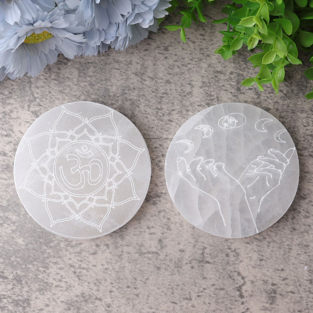 4" Selenite Coaster with Printing Wholesale Crystals