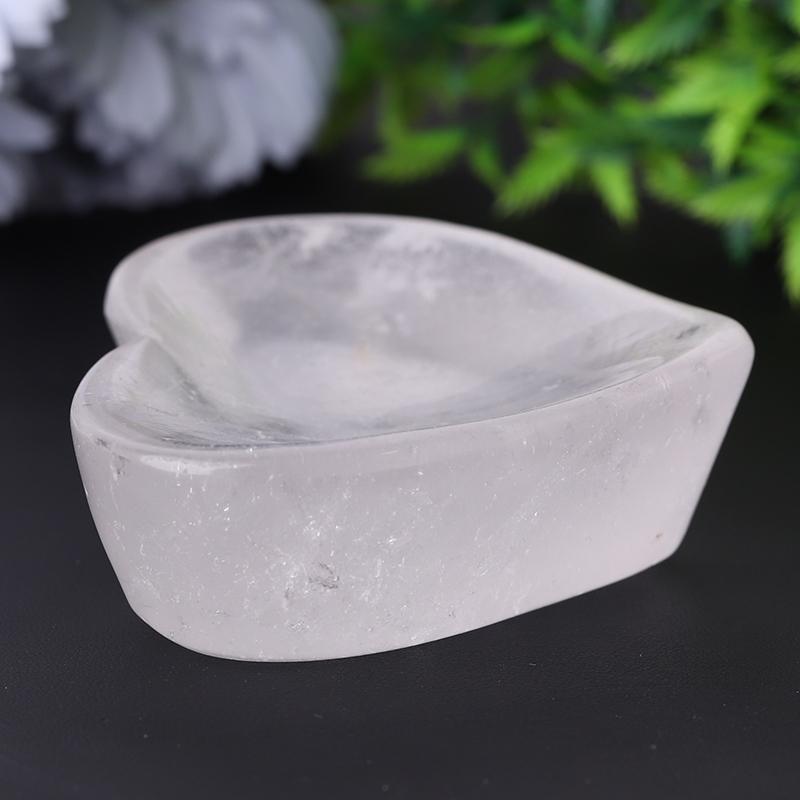 3.5" Clear Quartz Heart Shape Bowl Crystal Carvings Wholesale Crystals