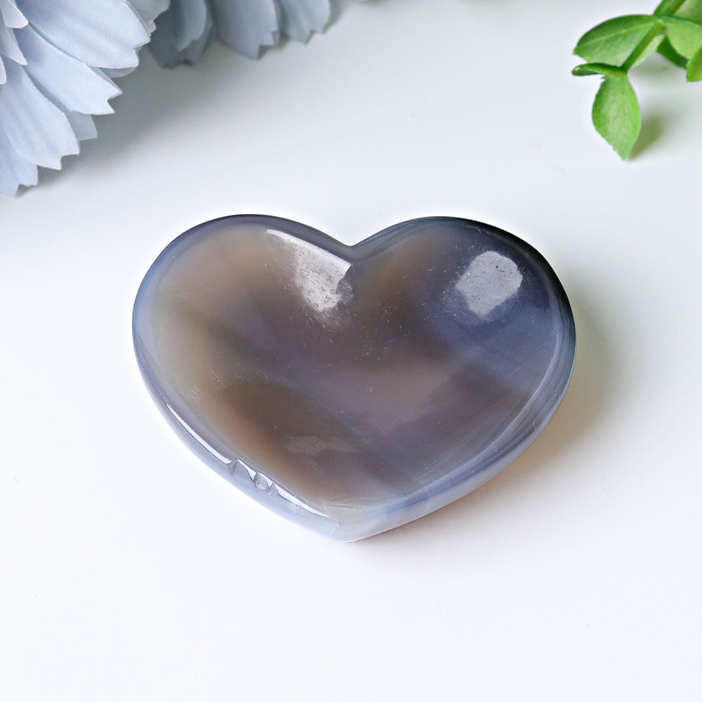 2.1" Agate Heart Shape Bowl Crystal Carvings Wholesale Crystals