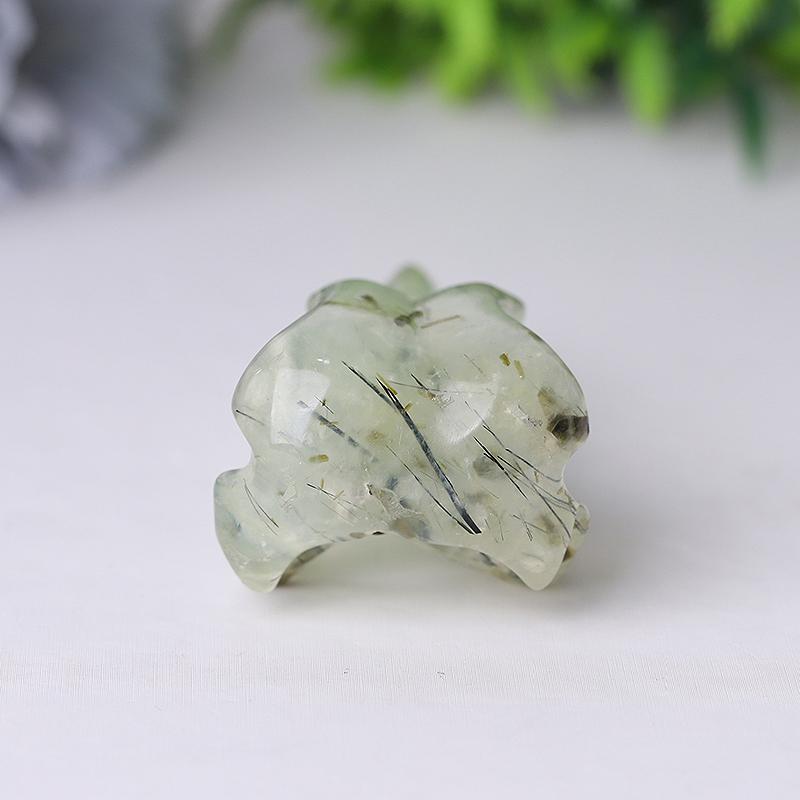 3.5" Natural Prehnite Crow Skull Head Healing Carving Epidote Wholesale Crystals