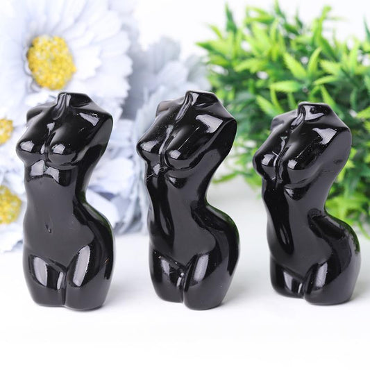 3" Black Obsidian Woman Model Body Crystal Carvings Wholesale Crystals