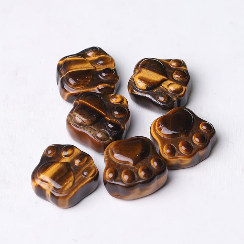 0.7" Tiger Eye Cat Paw Crystal Carvings Wholesale Crystals