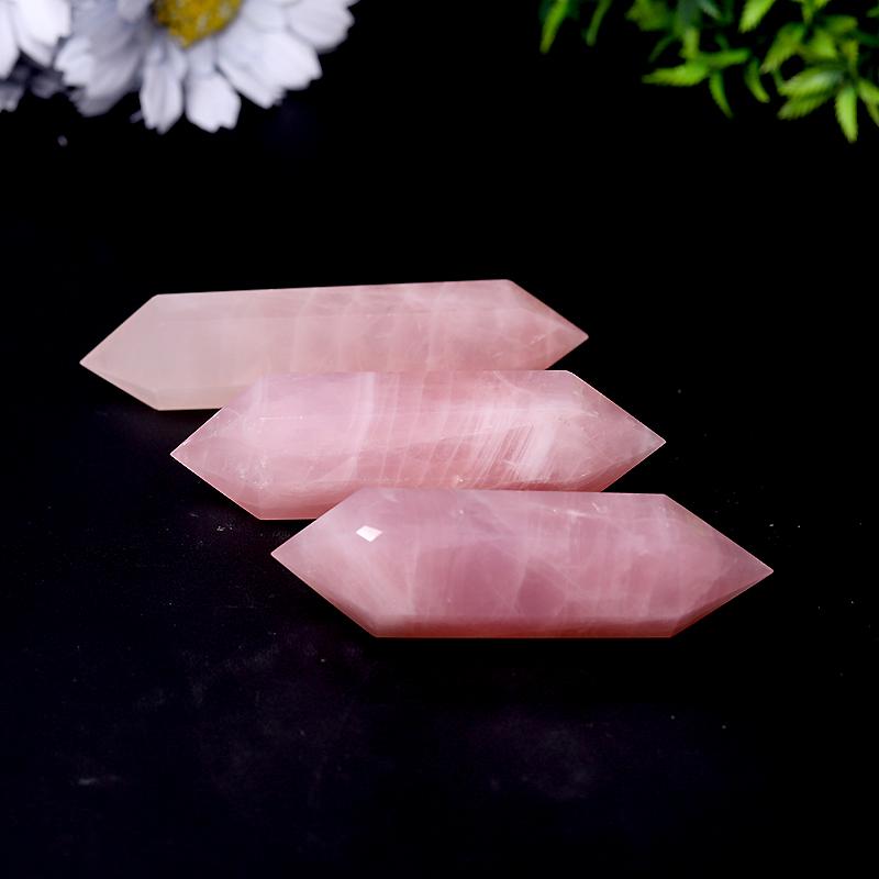 Natural Rose Quartz Double Terminated Points Wholesale Crystals