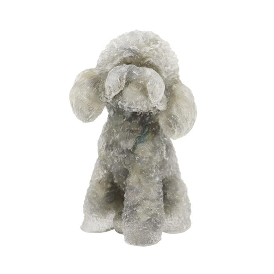 Resin Dog Figurines with Labradorite Gravel Toy Poodle for Kids Gifts Wholesale Crystals