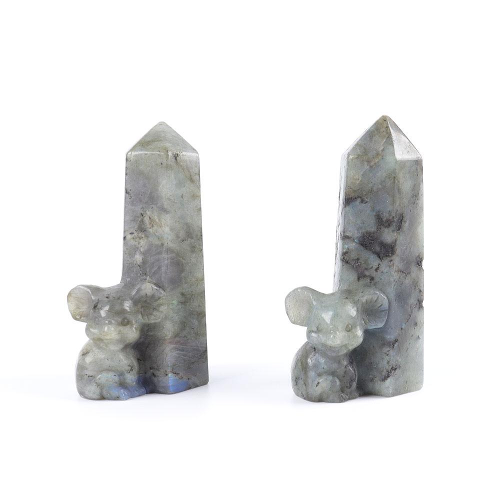 Labradorite Tower with Koala Carving Decor Base Wholesale Crystals