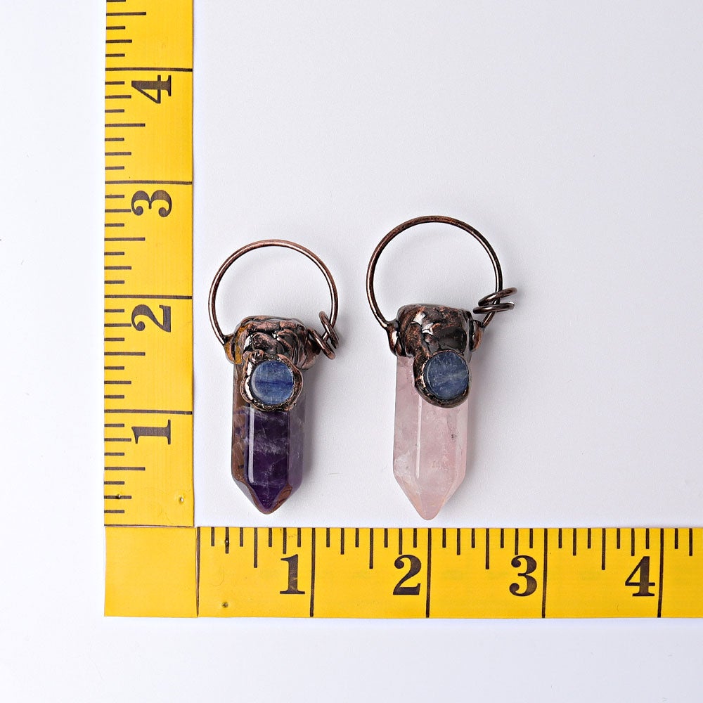 2.4" Amethyst Rose Quartz with Kyanite Pendant for DIY Wholesale Crystals