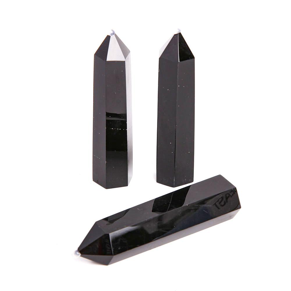 Set of 3 Black Obsidian Crystal Point Wholesale Crystals