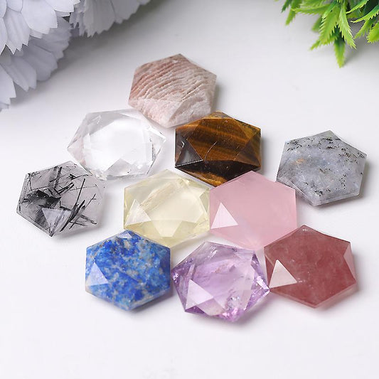 1" Crystal Hexagon Pocket Stone  for Pendant for DIY Wholesale Crystals