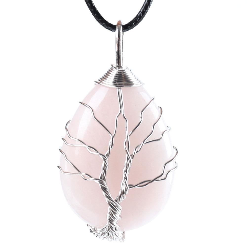 Teardrop Shape Crystal Stone Wire Wrapped Copper Tree of Life Chakra Pendant Wholesale Crystals