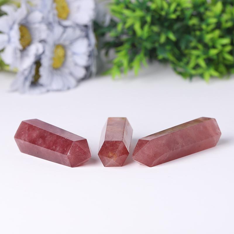 Wholesale Natural Crystal Tower Wand Strawberry Quartz Point for Decoration Wholesale Crystals