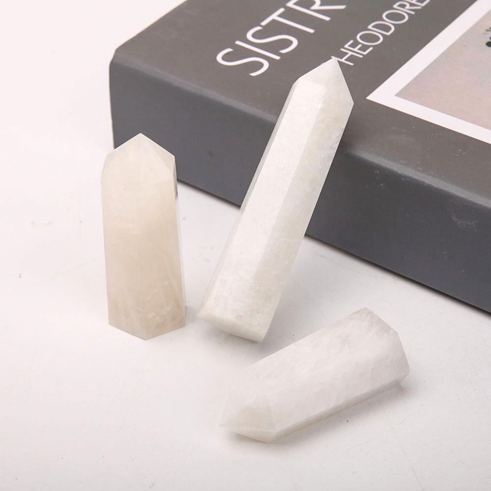 Set of 3 White Moonstone Points Wholesale Crystals