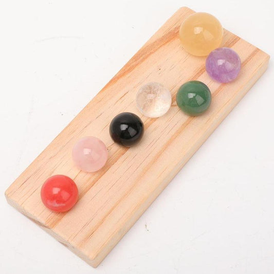 Chakra Spheres with Wooden Stand Wholesale Crystals