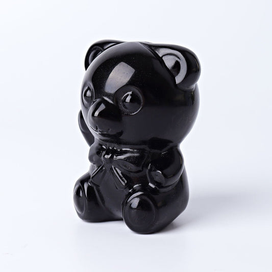 2.7" Black Obsidian Toy Bear Crystal Carvings Wholesale Crystals