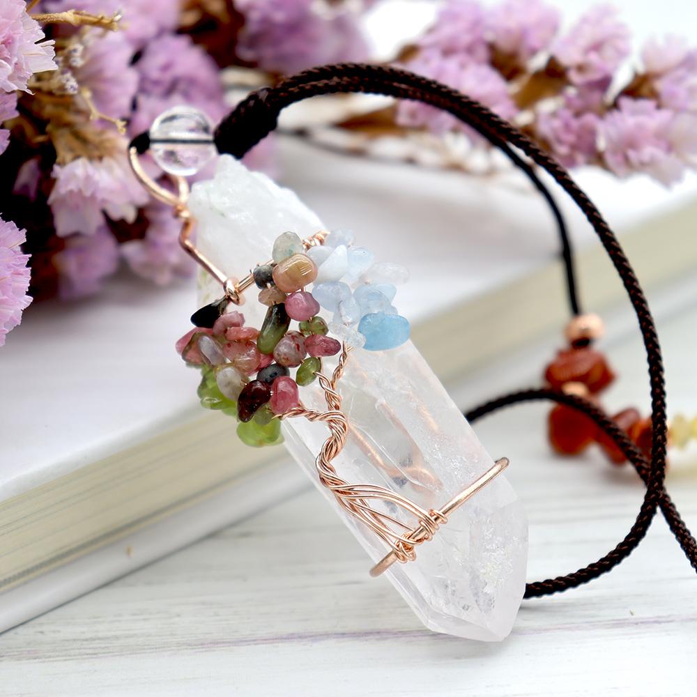 Clear Quartz Life Tree Chakra Necklace Wholesale Crystals