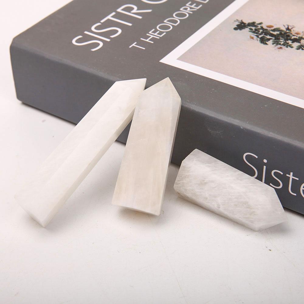 Set of 3 White Moonstone Points Wholesale Crystals