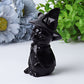 3.5" Black Obsidian Cat with Witch's Hat Crystal Carvings Wholesale Crystals