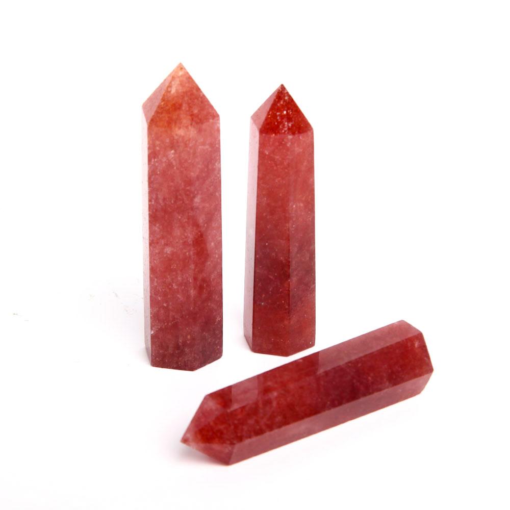 Set of 3 Strawberry Quartz Crystal Point Wholesale Crystals