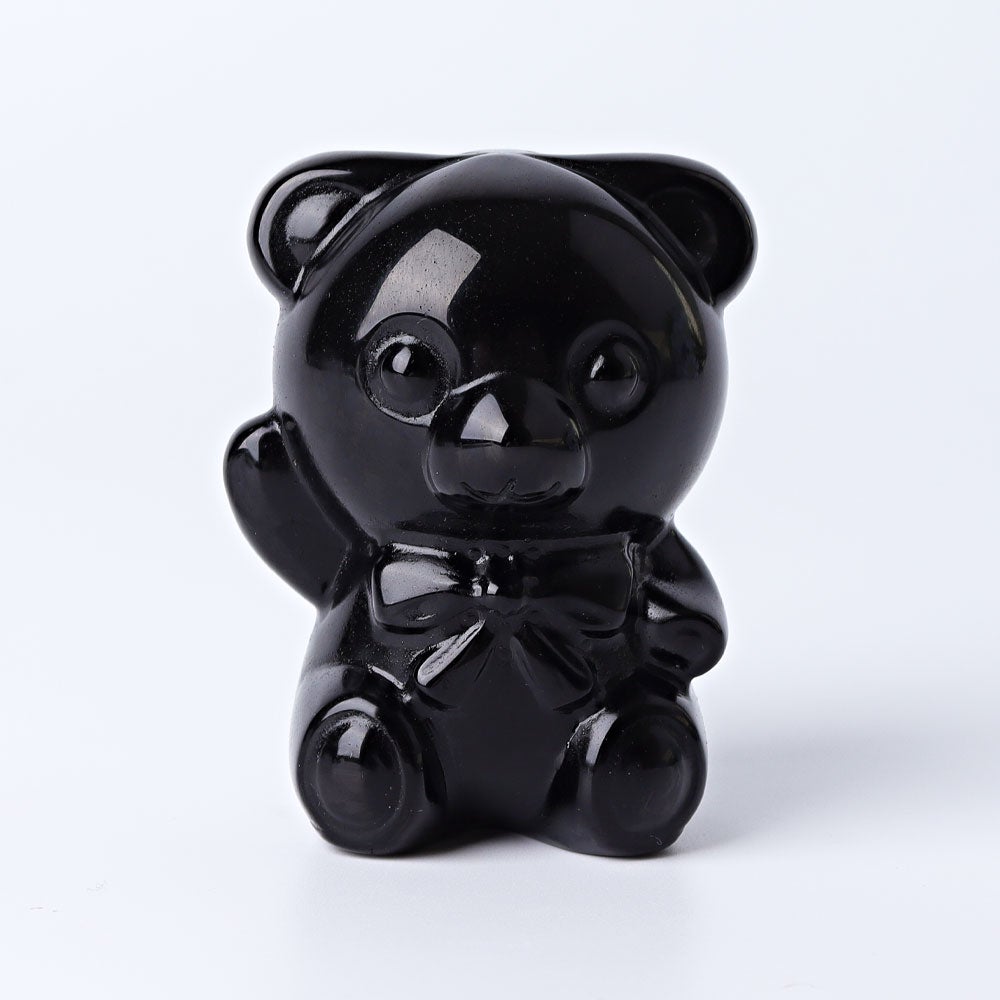 2.7" Black Obsidian Toy Bear Crystal Carvings Wholesale Crystals