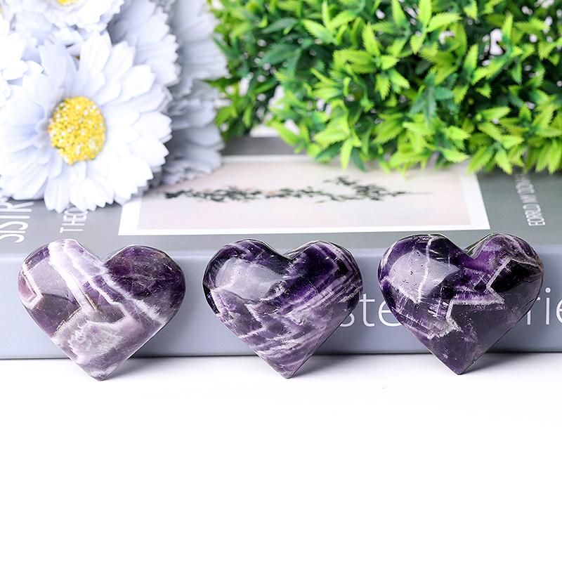 2.0-2.5"Dream Amethyst Heart Shape Crystal Carvings Wholesale Crystals