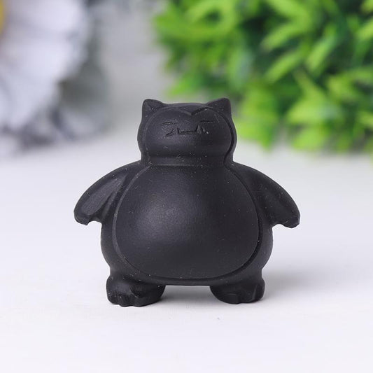 1.8" Black Obsidian Snorlax Crystal Carvings Wholesale Crystals