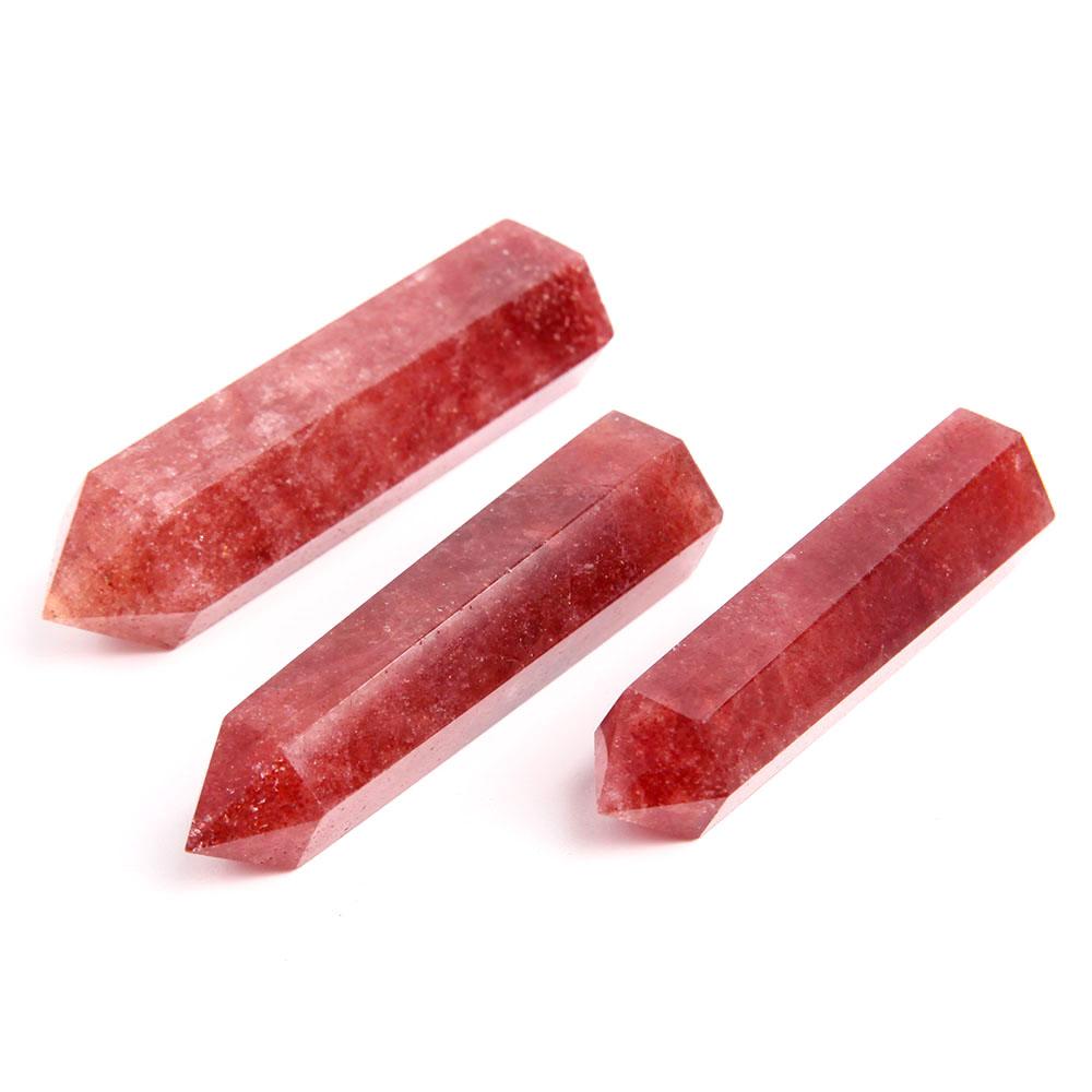 Set of 3 Strawberry Quartz Crystal Point Wholesale Crystals