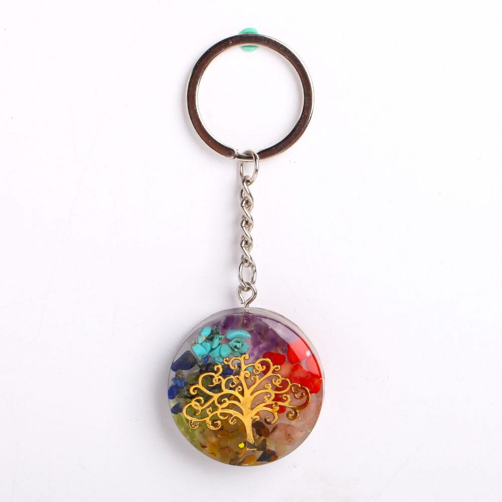 Resin Infused 7 Chakra Crystal Chips Keychain Decor Wholesale Crystals