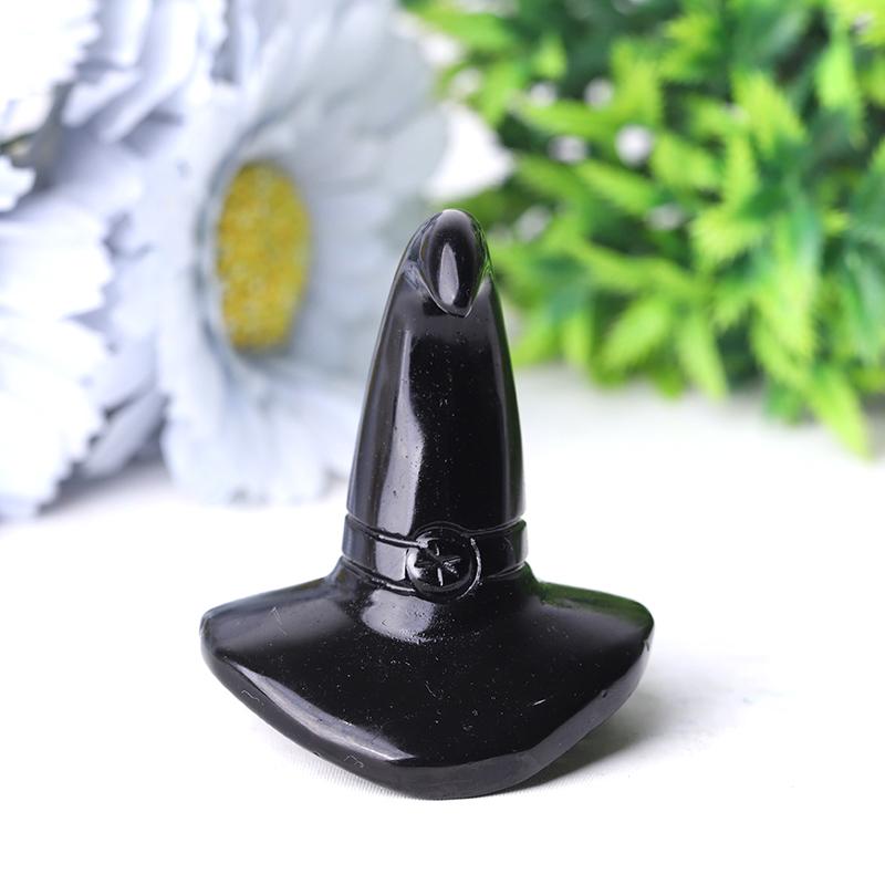 2.25" Black Obsidian Witch's Hat Crystal Carvings Wholesale Crystals