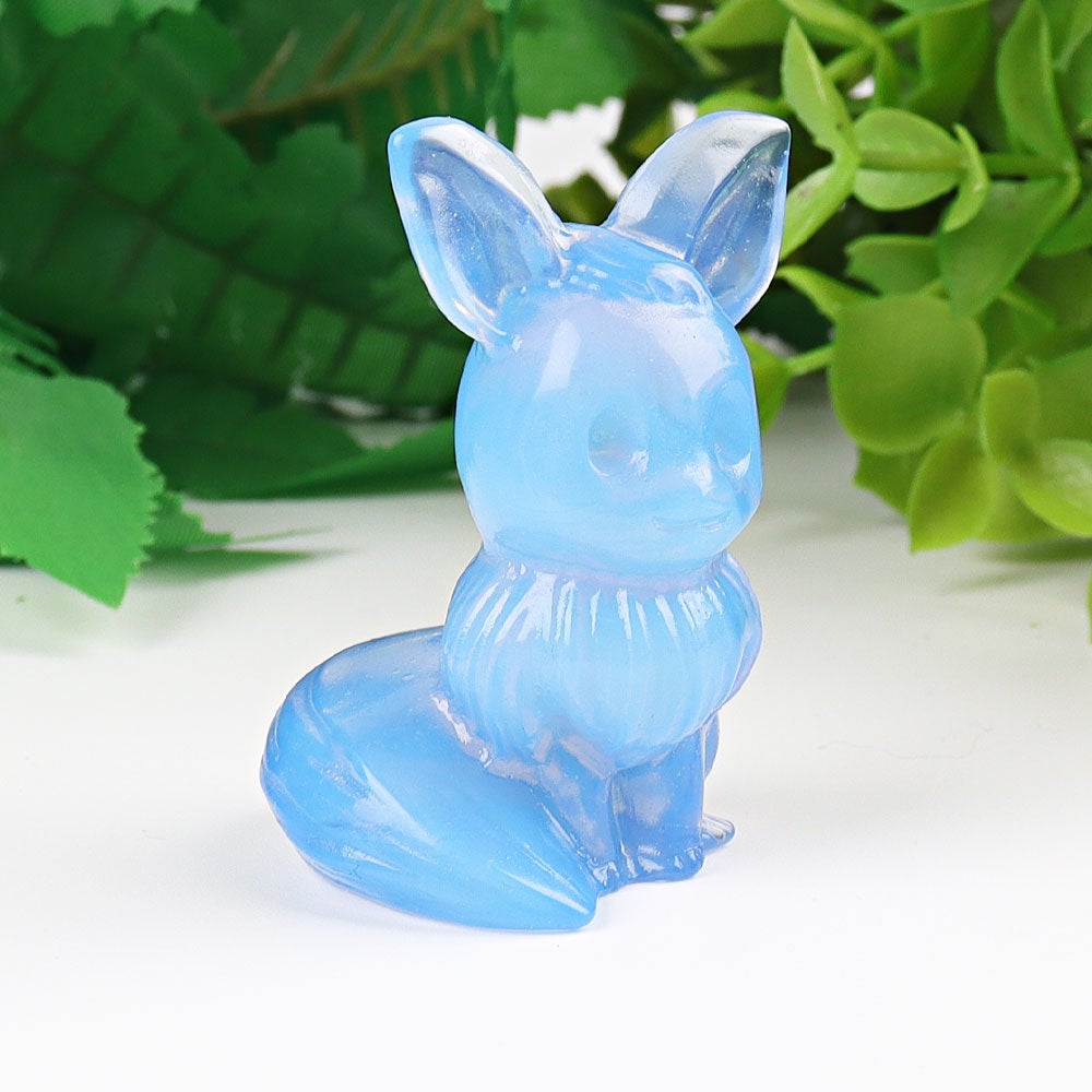 1.95" Blue Opalite Pokemon Evee Crystal Carvings Wholesale Crystals