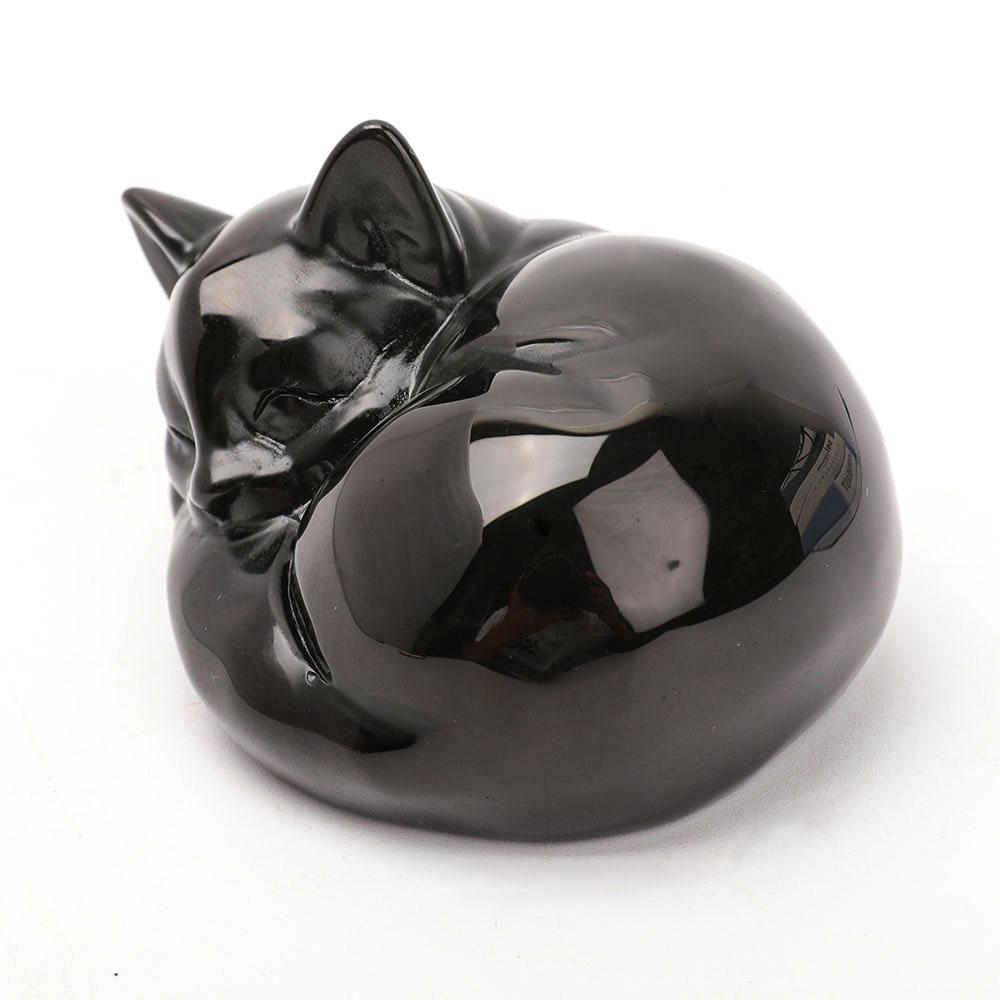 Black Obsidian Sleeping Cat Carvings Wholesale Crystals