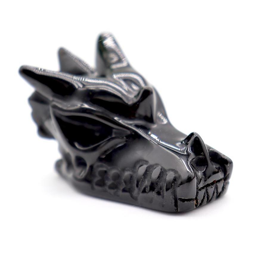 Black Obsdian Dragon Head Carving for Decoration Wholesale Crystals