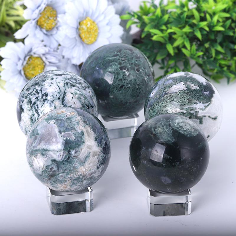 2.0"-4.5" Moss Agate Sphere Wholesale Crystals